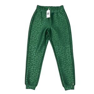Emily McCarthy Downtown Jogger Evergreen Cheetah Jacquard Pants XS NWT $168